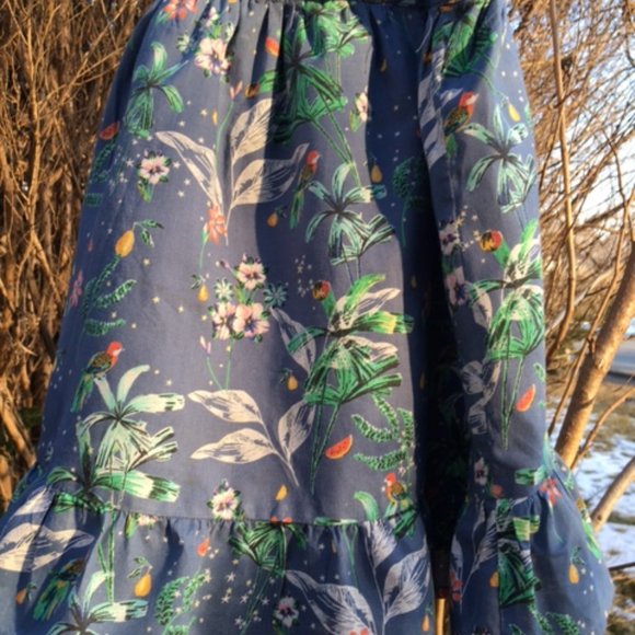 Delightful, NWOT, Gap, Sundress with Birds, fruit, palms, & flowers 18-24 mnths. - Picture 2 of 5